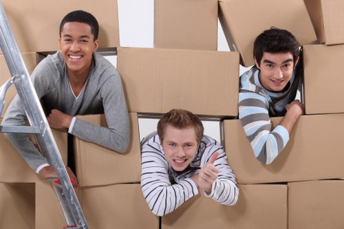 Office furniture and equipment prepared for a commercial move