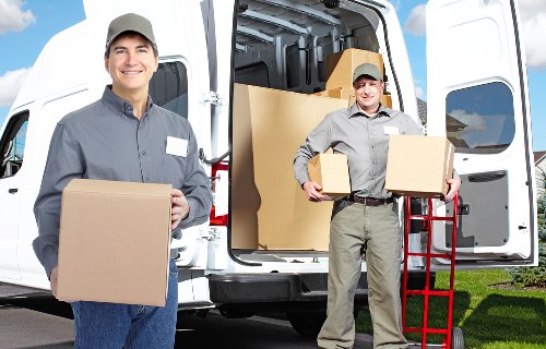 Packed boxes and furniture prepared for a Bermondsey home move